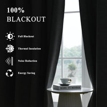 Cargar imagen en el visor de la galería, Macochico Full Blackout Curtains Linen Texture Thermal Curtains Window Panels for Bedroom Living Room Office Hotel Farmhouse Burlap Drapes Brown Grommet Top with Tieback 52" Wx72 L 1 Panel