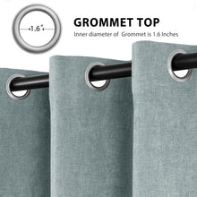 Cargar imagen en el visor de la galería, Macochico 100% Blackout Curtains for Bedroom 52”Wx84”L, Luxury Chenille Drapes, Thermal Window Treatments for Bedroom Living Room Baby Room, Fog Green Grommet Drapery with Tieback, 1 Panel