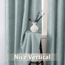 Cargar imagen en el visor de la galería, Macochico 100% Blackout Curtains for Bedroom 52”Wx84”L, Luxury Chenille Drapes, Thermal Window Treatments for Bedroom Living Room Baby Room, Fog Green Grommet Drapery with Tieback, 1 Panel