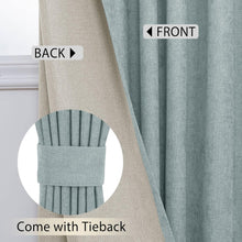 Cargar imagen en el visor de la galería, Macochico 100% Blackout Curtains for Bedroom 52”Wx84”L, Luxury Chenille Drapes, Thermal Window Treatments for Bedroom Living Room Baby Room, Fog Green Grommet Drapery with Tieback, 1 Panel