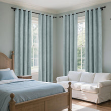 Cargar imagen en el visor de la galería, Macochico 100% Blackout Curtains for Bedroom 52”Wx84”L, Luxury Chenille Drapes, Thermal Window Treatments for Bedroom Living Room Baby Room, Fog Green Grommet Drapery with Tieback, 1 Panel
