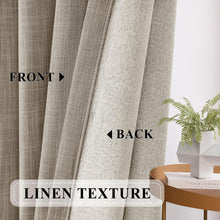 Cargar imagen en el visor de la galería, Macochico Full Blackout Curtains Linen Texture Thermal Curtains Window Panels for Bedroom Living Room Office Hotel Farmhouse Burlap Drapes Brown Grommet Top with Tieback 52" Wx72 L 1 Panel
