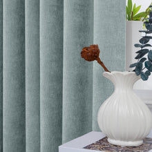 Cargar imagen en el visor de la galería, Macochico 100% Blackout Curtains for Bedroom 52”Wx84”L, Luxury Chenille Drapes, Thermal Window Treatments for Bedroom Living Room Baby Room, Fog Green Grommet Drapery with Tieback, 1 Panel
